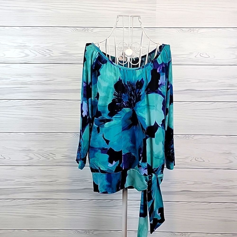 JM Collection floral print blouse Size M